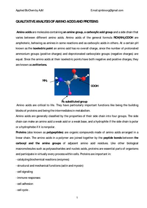 Qualitative Analysis of Amino Acids .